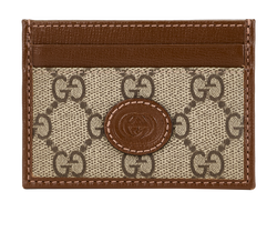Gucci GG Card Holder, Canvas/Leather, Brown, 0416, DB/B, 3*